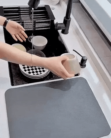 EzClean Premium Silicone Dish Drying Mat for Kitchen | Super Water Absorbent & Fast Drying | Anti-Bacterial, Heat-Resistant Mat for Wet Utensils & Glasses | Easy Clean Counter