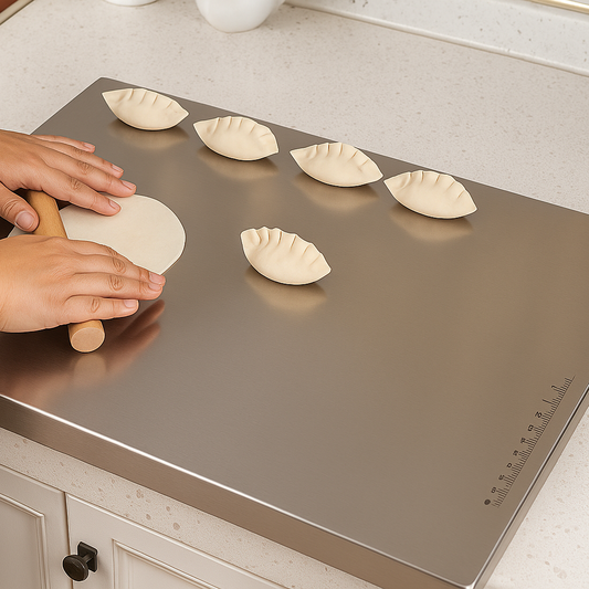 EziClean Multi-Purpose Stainless Steel Kitchen Board – Heavy-Duty Anti-Bacterial Mat for Chopping, Kneading Dough, Baking Prep & Heat Protection | Non-Slip & Easy-Clean